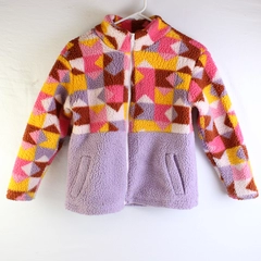 Cat & Jack Girls L (10-12) Multicolor Geometric Fleece Full Zip Collared Jacket