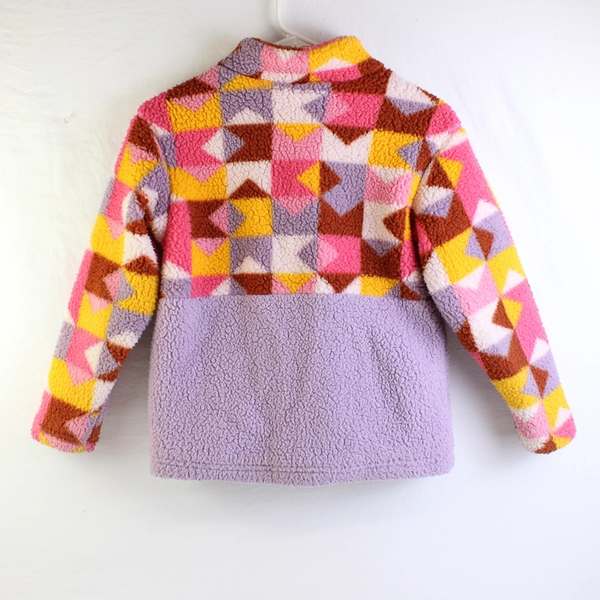 Cat & Jack Girls L (10-12) Multicolor Geometric Fleece Full Zip Collared Jacket