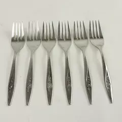 Lot of 6 Oneida Silver Roseanne Stainless Salad Forks 6.5"