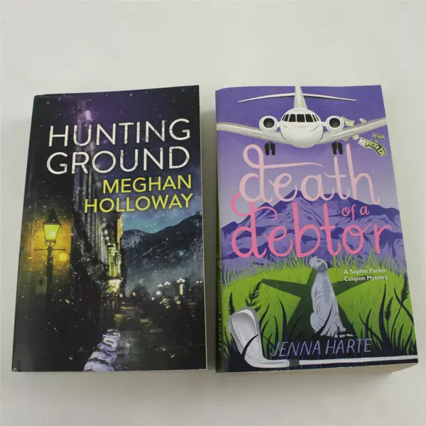 Lot of 2 Mystery Paperbacks: Death of a Debtor & Hunting Ground Paperbacks