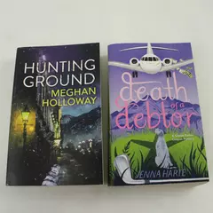 Lot of 2 Mystery Paperbacks: Death of a Debtor & Hunting Ground Paperbacks