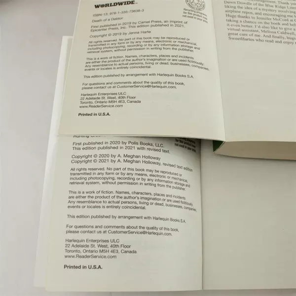 Lot of 2 Mystery Paperbacks: Death of a Debtor & Hunting Ground Paperbacks