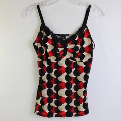 White House Black Market Polka Dot Camisole Lace Trim Women's Medium