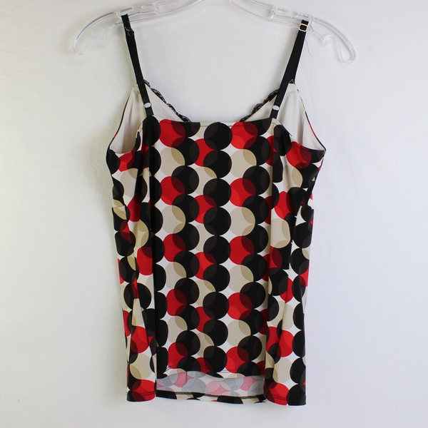 White House Black Market Polka Dot Camisole Lace Trim Women's Medium