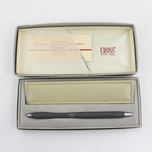 Vintage Cross Ladies Gray Matte Twist Ball Pen 2142 with Pouch Original Box
