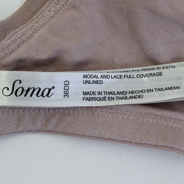 Soma Dusty Rose Unlined Underwired Lacy Bra Women's Size 36DD