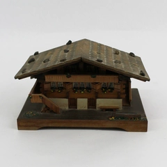 Vintage Swiss Chalet Musical Jewelry Trinket Box Plays Limelight Moulin Rouge