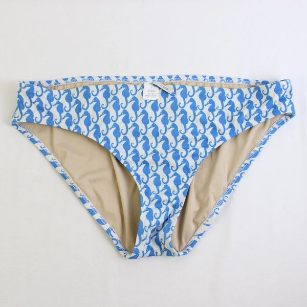 J. Crew Blue and White Seahorse Pattern Bikini Women's Large