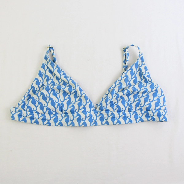 J. Crew Blue and White Seahorse Pattern Bikini Women's Large