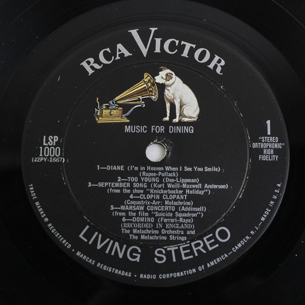 Moods In Music Music for Dining Melachrino Strings & Orchestra LSP 1000 Record