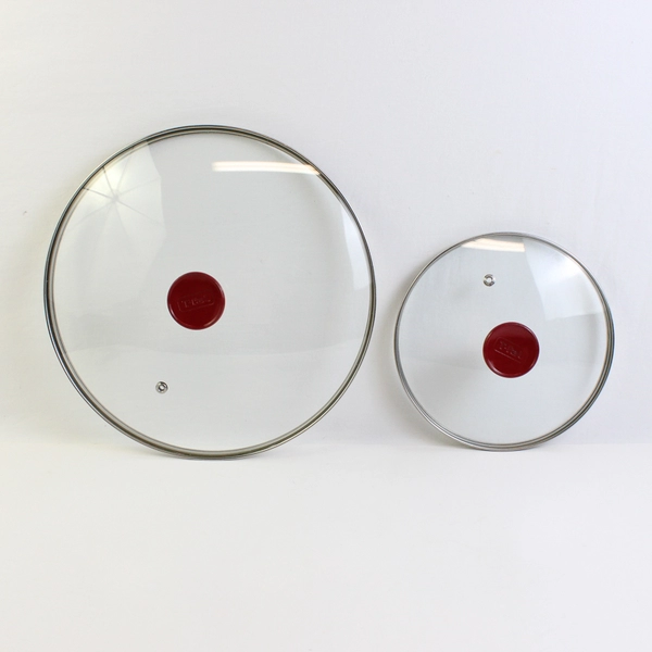 Lot Of 2 T-fal Cookware Clear Glass Lids 1 Small (8") 1 Big (12")