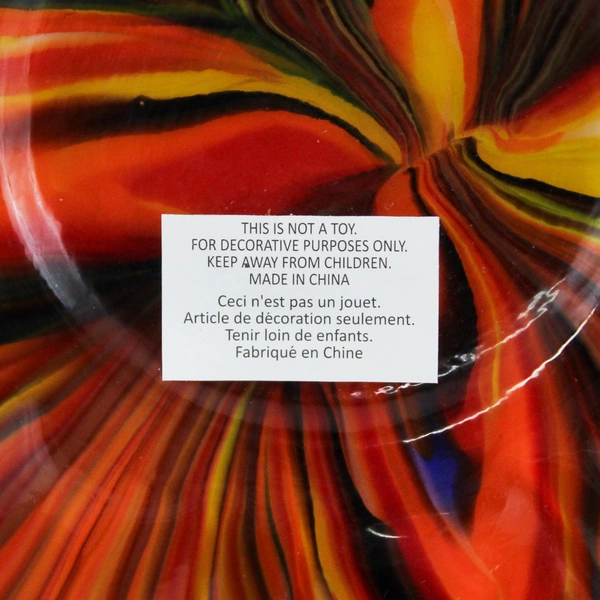 Hand Blown Art Glass Pumpkin Orange Multi-Color Striped