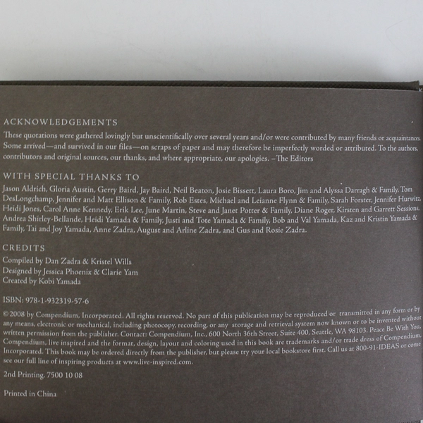 Peace Be With You Compiled by Dan Zadra & Kristel Wills 2008 HC Inspirational 