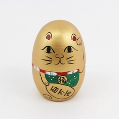 5 Piece Ebros Golden Maneki Neko Wooden Toy Stacking Nesting Dolls Set