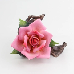 Vintage Westminster Porcelain Bisque Blooming Pink Rose Figurine with Box