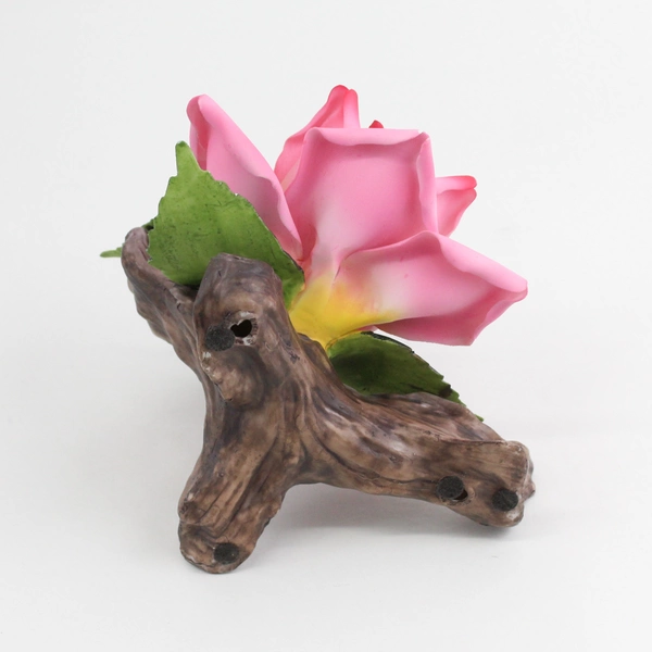 Vintage Westminster Porcelain Bisque Blooming Pink Rose Figurine with Box