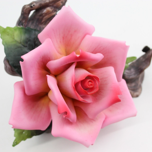 Vintage Westminster Porcelain Bisque Blooming Pink Rose Figurine with Box