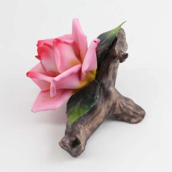 Vintage Westminster Porcelain Bisque Blooming Pink Rose Figurine with Box