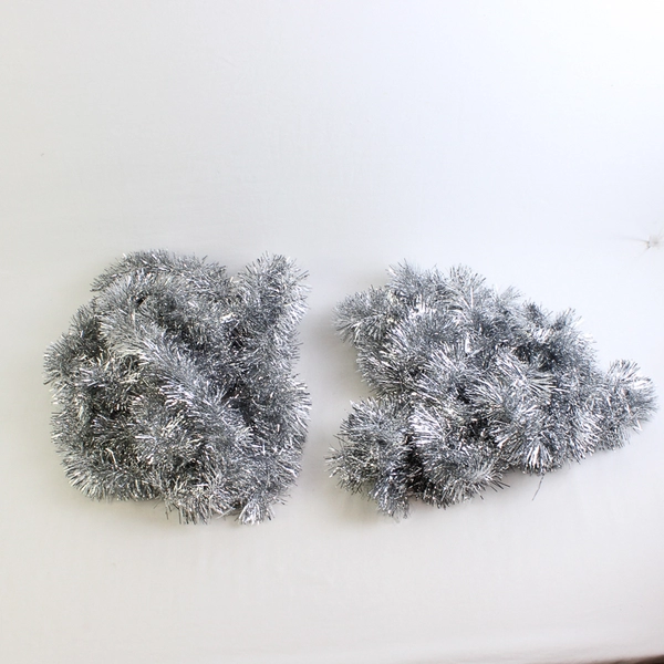 Lot of 2 Decorative Christmas Tinsel Garlands Silver 15ft