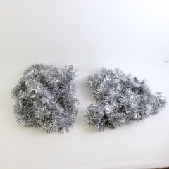 Lot of 2 Decorative Christmas Tinsel Garlands Silver 15ft