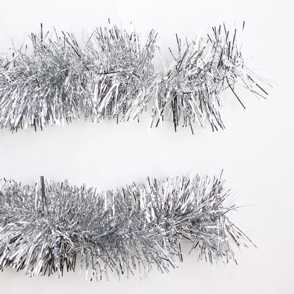 Lot of 2 Decorative Christmas Tinsel Garlands Silver 15ft