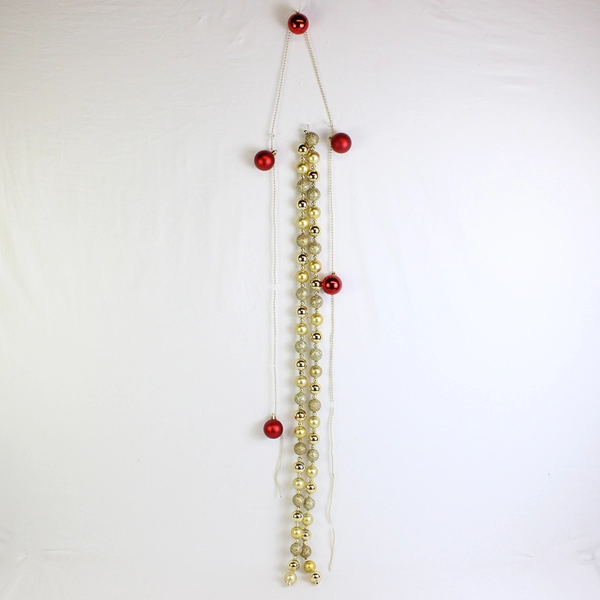 Lot of 2 Christmas Bauble Garlands Red and Gold 6ft and 6-3/4ft