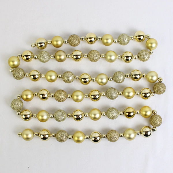 Lot of 2 Christmas Bauble Garlands Red and Gold 6ft and 6-3/4ft