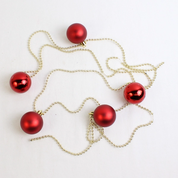 Lot of 2 Christmas Bauble Garlands Red and Gold 6ft and 6-3/4ft