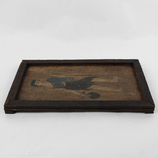 Traditional Asian Folk Art Lanna Style Handmade Wood Painting