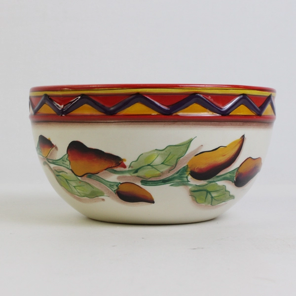 Clay Art StoneLite Hand-Painted Jalapeño Cereal Soup Bowl 6"