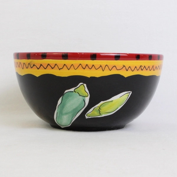 Hausenware Hand-Painted Jalapeño Chili Pepper Cereal Soup Bowl 6" FLAW