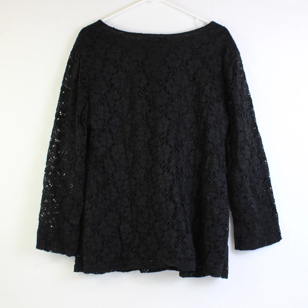 Jaclyn Smith Black Semi-Sheer Lace Long-Sleeve Top Women's Size 2X