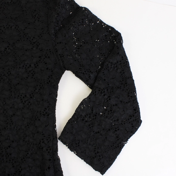 Jaclyn Smith Black Semi-Sheer Lace Long-Sleeve Top Women's Size 2X