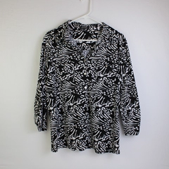 Notations Black and White Leopard and Zebra Print Button-Up Women's Large