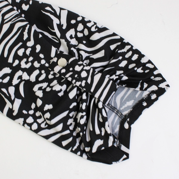 Notations Black and White Leopard and Zebra Print Button-Up Women's Large