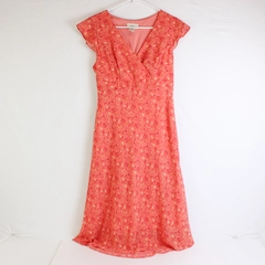 Ombre Orange Floral Empire Waist Midi Sundress Women's Size 8