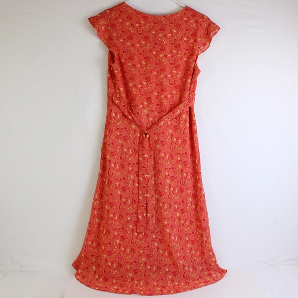 Ombre Orange Floral Empire Waist Midi Sundress Women's Size 8