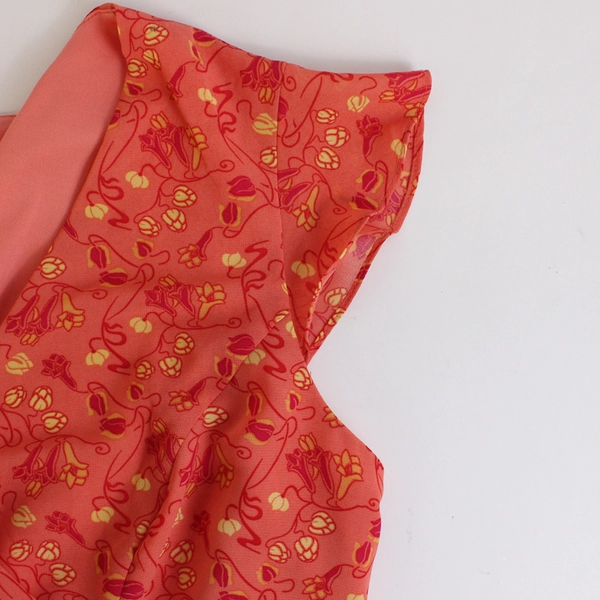 Ombre Orange Floral Empire Waist Midi Sundress Women's Size 8