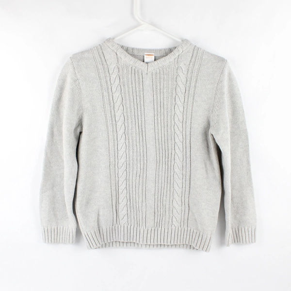 Gymboree Light Gray V-Neck Cable Knit Sweater Boys' Size Large 10-12