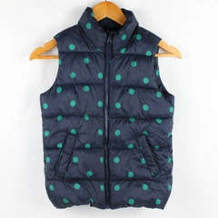 Old Navy Green Polka Dot Navy Blue Puffer Vest Girls' Size Medium 8