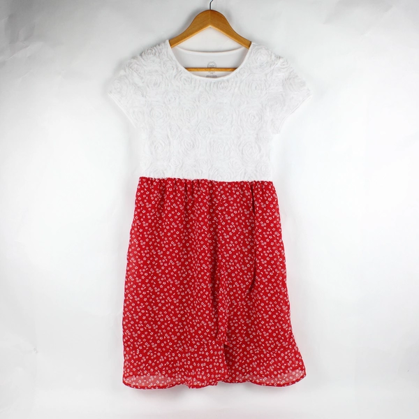 Wonder Nation Red and White Short-Sleeved Dress Girls' Size XXL 18