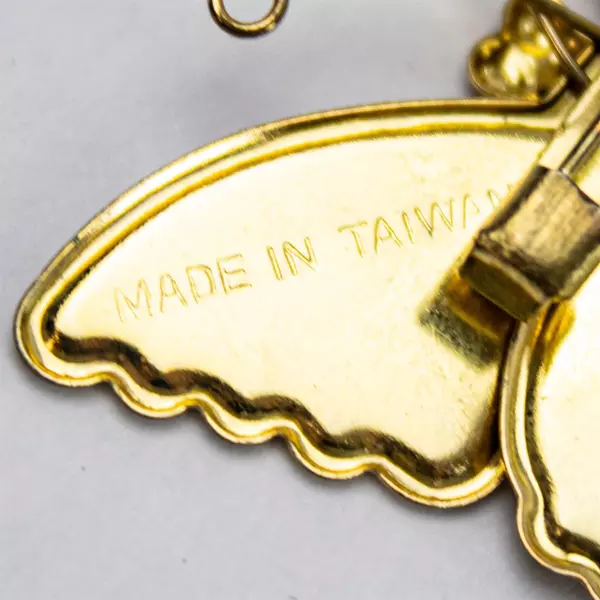 Vintage Red Enamel Butterfly Brooch Glitter Sparkle Gold-Tone Pin