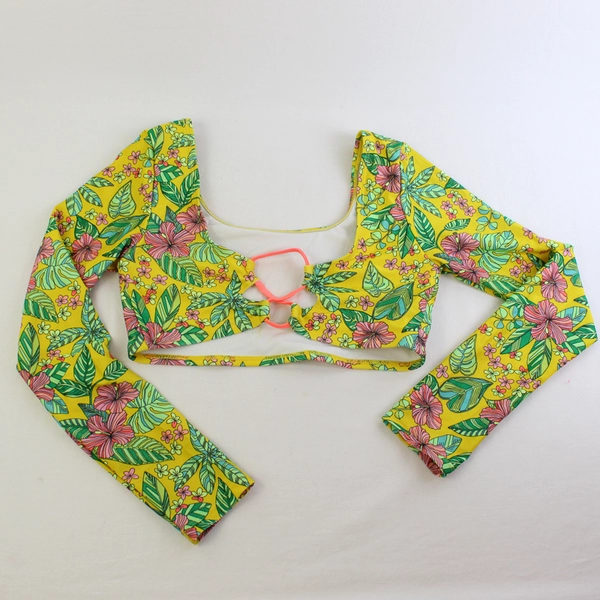 Art Class Tropical Floral Pattern Yellow Bikini Swimsuit Girls' Large 10/12