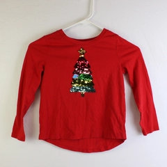 Cat & Jack Reversible Sequin Christmas Tree Long-Sleeve Shirt Girls' Small 6/7