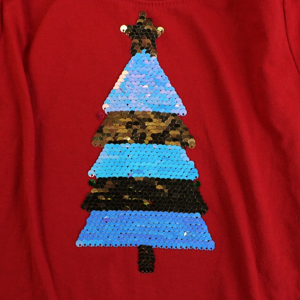 Cat & Jack Reversible Sequin Christmas Tree Long-Sleeve Shirt Girls' Small 6/7