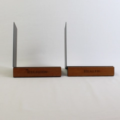 Two Metal and Wood Library Organization Bookends