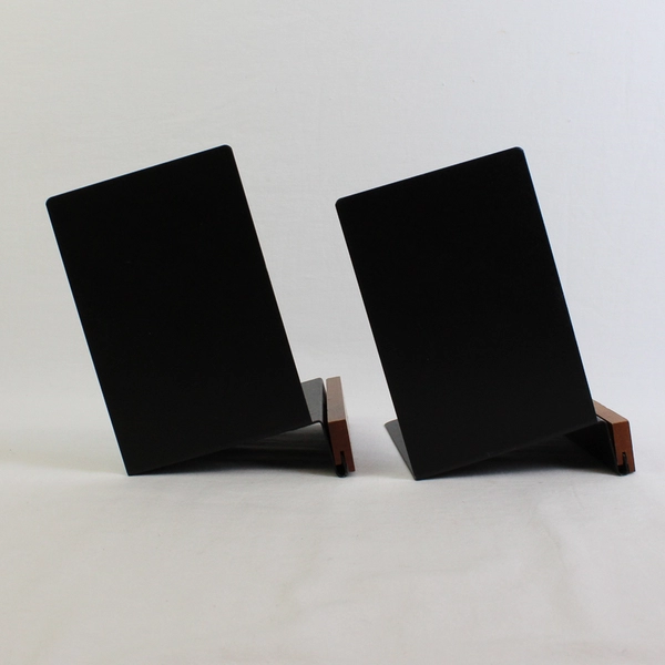 Two Metal and Wood Library Organization Bookends