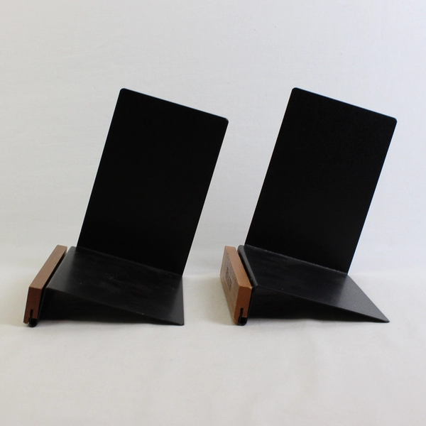 Two Metal and Wood Library Organization Bookends