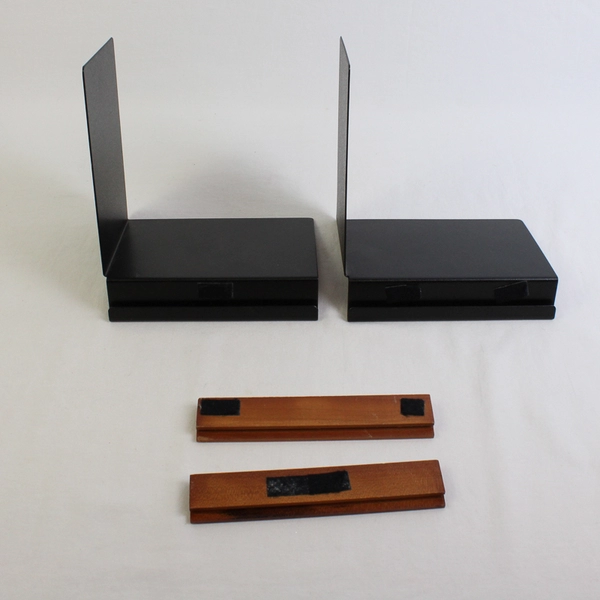 Two Metal and Wood Library Organization Bookends