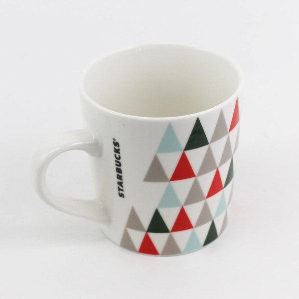 Starbucks 2017 Holiday Geometric Christmas Tree Ceramic Mug 16 Fl Oz 4" Tall